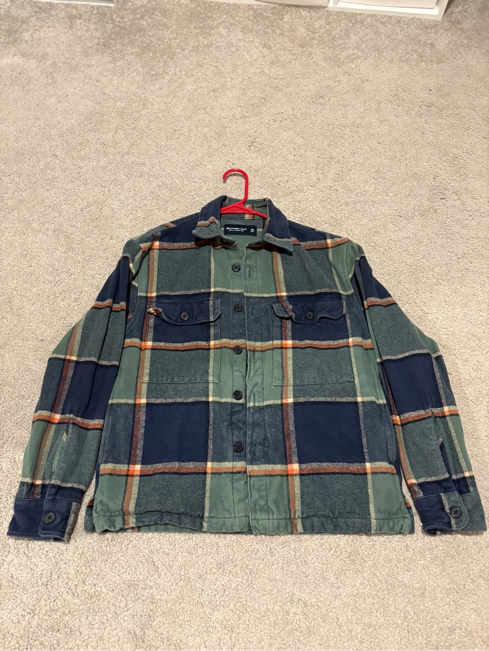 Abercrombie & Fitch Green and Navy Plaid Shirt Jacket